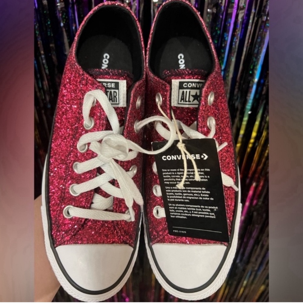 Women’s customized PINK GLITTER converse